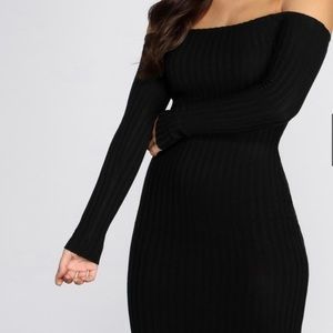 Ribbed tiny black dress